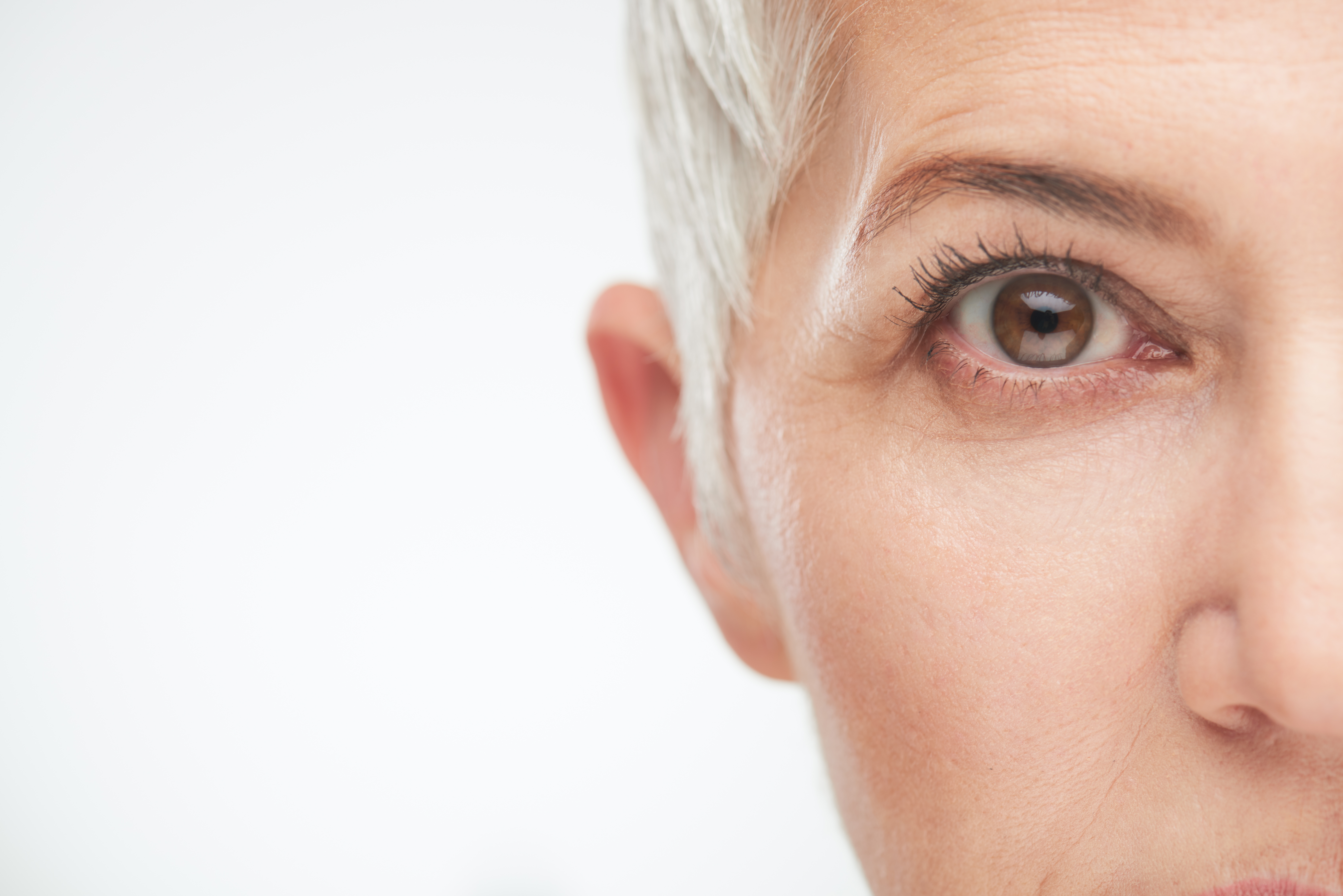 Close up of senior woman`s eye.